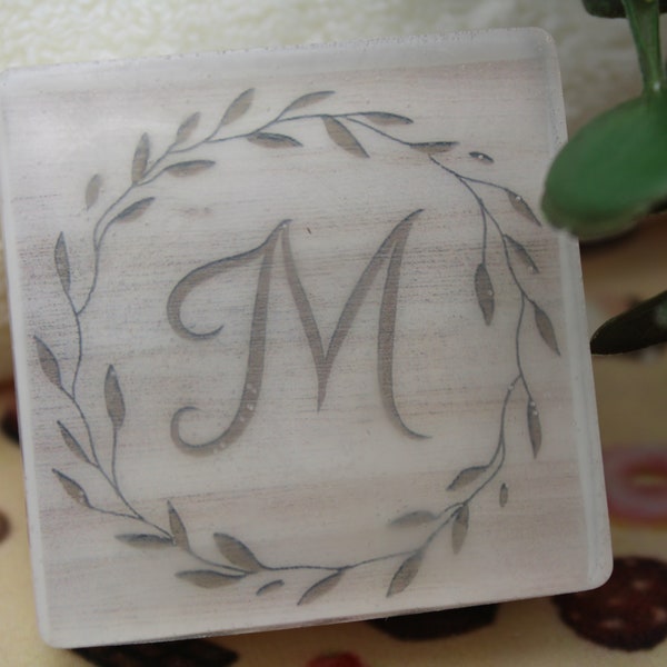 Monogram Favor Soaps! Set of 6! Looks like carved wood.  SLS Free! Phthalate Free!