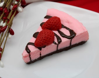 Chocolate Covered Strawberry Cheesecake Soap! Realistic soap looks like a slice of pink cheesecake! SLS free! Phthalate free!