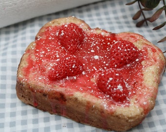 Strawberry French Toast Soap! Realistic soap looks like a slice of french toast with strawberries! SLS free! Phthalate free!