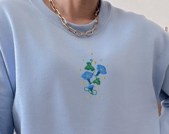 Morning Glory Embroidered Sweatshirt, September Birth Flower Gift Birth Month Floral Sweatshirt Cottagecore Sweatshirt September Birthday