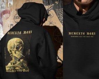 Memento Mori Hoodie, Skull Hoodie Skeleton Hoodie Dark Academia Hoodie Van Gogh Hoodie Goth Hoodie Gothic Hoodie Grunge Hoodie Alt Clothing