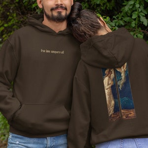 True Love Conquers All Hoodie, Psyche and Cupid Painting, Greek Mythology Art, Eros Soul Greek Gods, Dark Academia Hoodie, Couple Hoodies