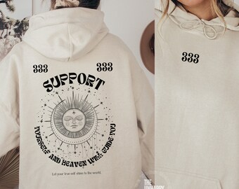 333 Angel Number Hoodie 333 Angel Numbers Hoodie Oversized Hoodie Sun And Moon Hoodie Mental Health Sweatshirt Numerology Sun Sweatshirt