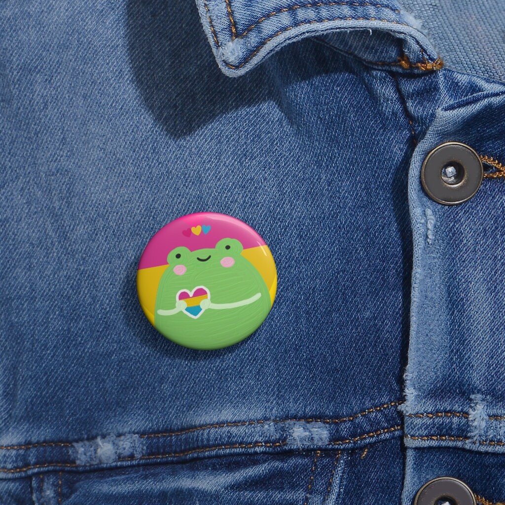 Cute Frog with Pansexual Heart Pin Pansexual Pride Buttons | Etsy
