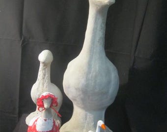 7-9" Baby Goose Dress / Santa Heads / Santa Clause / St. Nick Goose Dress/Goose Clothes/Concrete Goose/Lawn Goose/Lawn Geese/Outdoor Garden