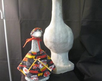 14" Kansas City Chiefs FOR MEDIUM SIZE goose Dress/Goose Clothes/Concrete Goose/Lawn Goose/Lawn Geese/Outdoor Garden/Medium Lawn Goose/