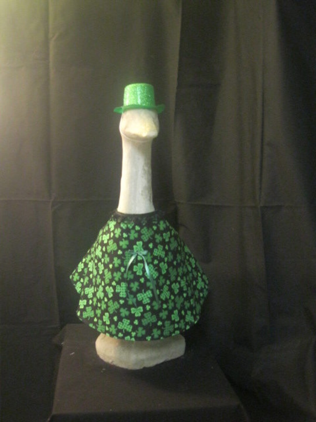 Gingham & Solid Clovers Goose Dress/goose Clothes/concrete Goose/lawn