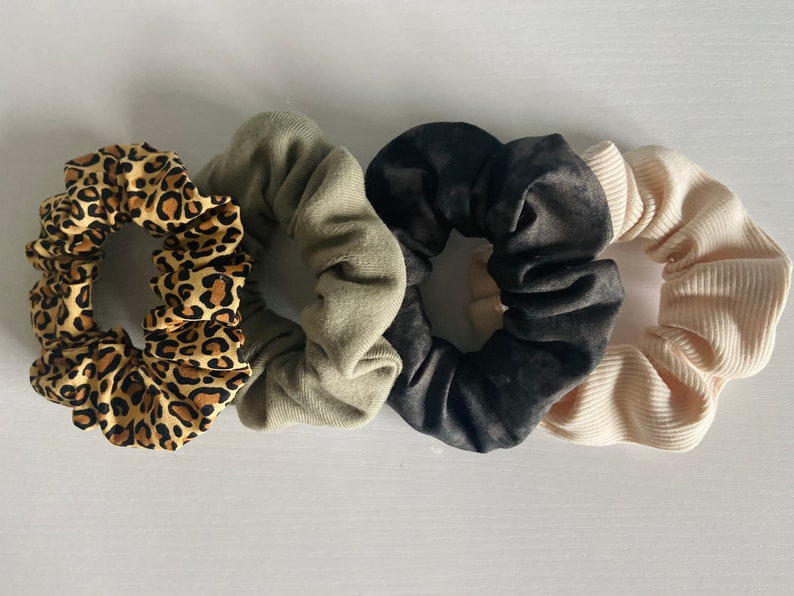 Dark Scrunchie Pack Neutral Scrunchie Pack Winter Fall Scrunchies Pack of 4 Scrunchies Handmade Hair Accessory Cheetah Scrunchie