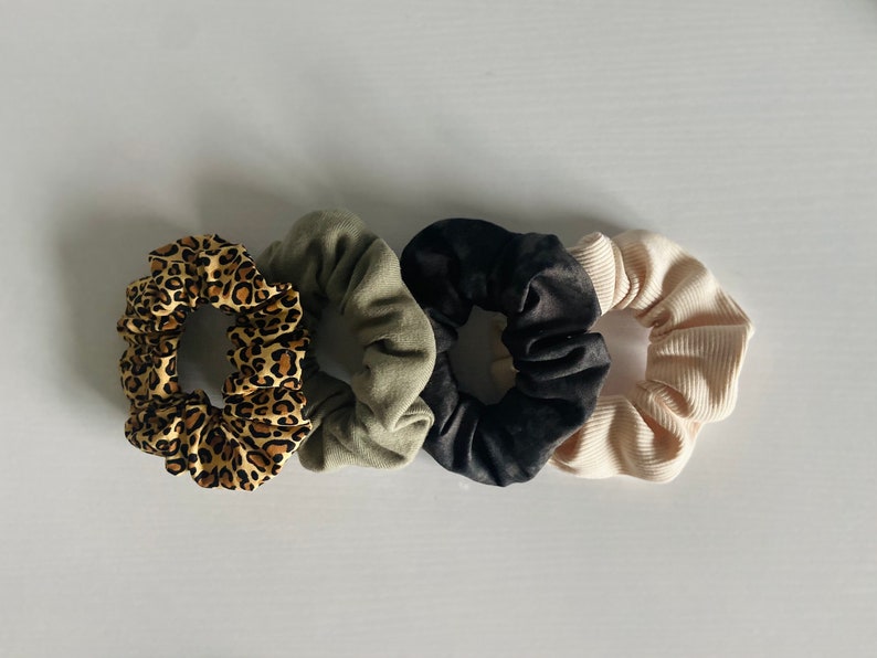 Dark Scrunchie Pack Neutral Scrunchie Pack Winter Fall Scrunchies Pack of 4 Scrunchies Handmade Hair Accessory Cheetah Scrunchie