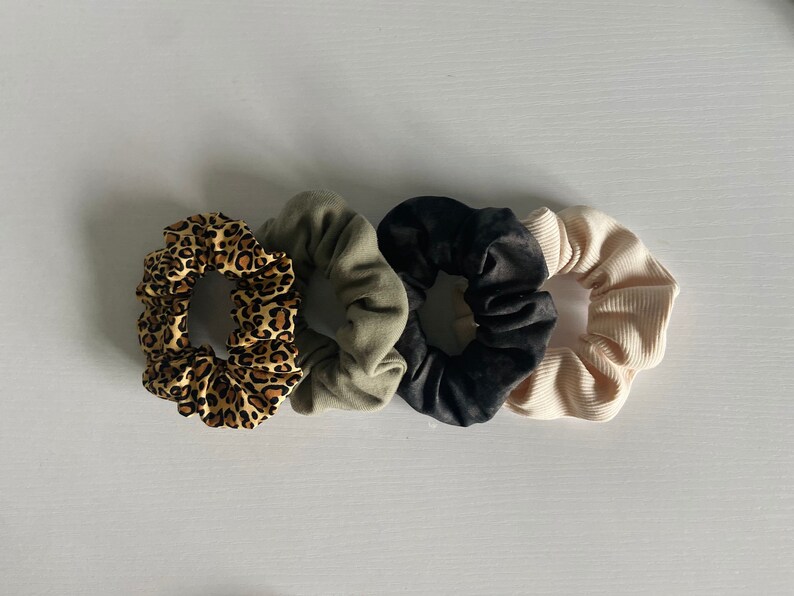 Dark Scrunchie Pack Neutral Scrunchie Pack Winter Fall Scrunchies Pack of 4 Scrunchies Handmade Hair Accessory Cheetah Scrunchie