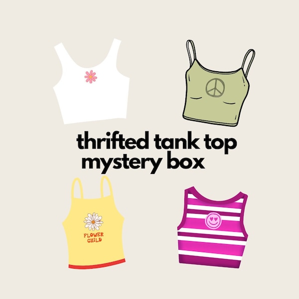 thrifted tank top mystery box | vintage tank top box | goodwill thrift box | second hand tank tops | thrifted mystery bundle