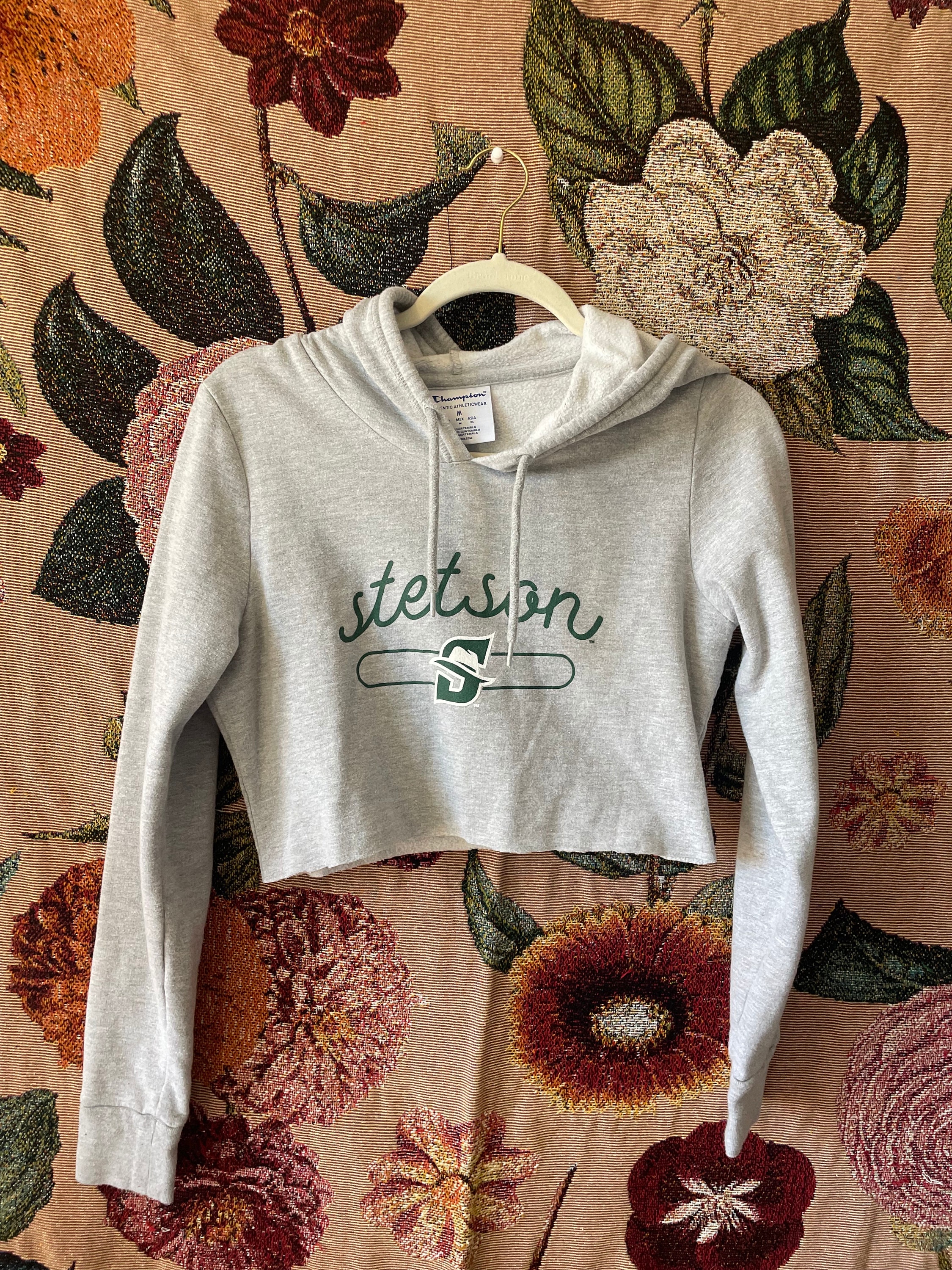 Thrifted Stetson University Cropped Hoodie Cropped College Hoodie Stetson Hatter Etsy
