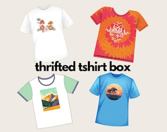 Thrifted T-Shirt Box – Unique, Vintage, Upcycled T-Shirts – Unisex Sizing – Sustainable Fashion – Eco-Friendly Clothing – Perfect Gift Box
