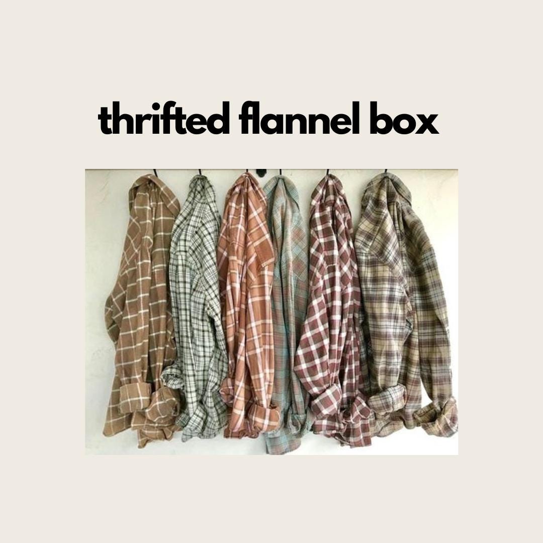 Thrifted Flannel Shirt Box – Unique, Vintage Flannel Shirts – Sustainable & Upcycled Fashion – Unisex Sizing – Eco-Friendly Gift Box