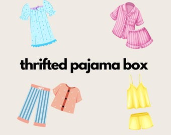 Thrifted Pajama Set Box – Unique, Vintage, Upcycled Pajamas – Unisex Sizing – Sustainable Fashion – Perfect Gift for Pajama Lovers