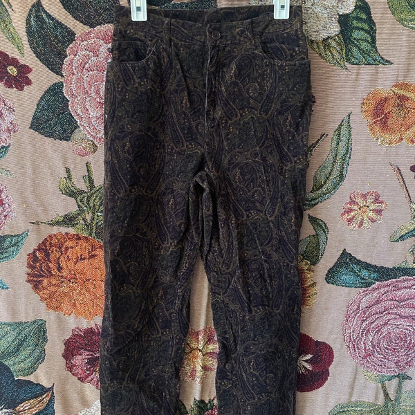 thrifted Ralph Lauren RRL Paisley Corduroy Pants | boho core | hippie core | fall and winter corduroy