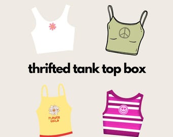 Thrifted Tank Top Box – Vintage, Unique, Upcycled Tank Tops – Unisex Sizing – Sustainable Fashion – Eco-Friendly Gift Box