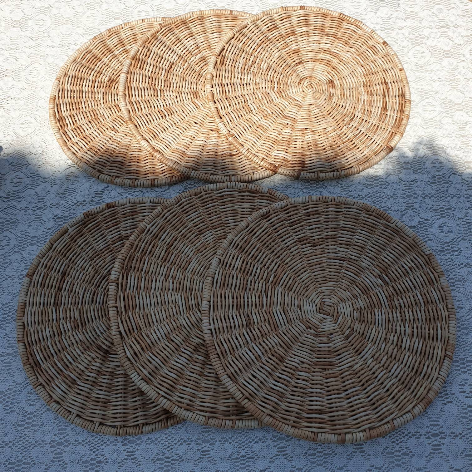 Round placemats Wicker round table cloth woven placemats Etsy