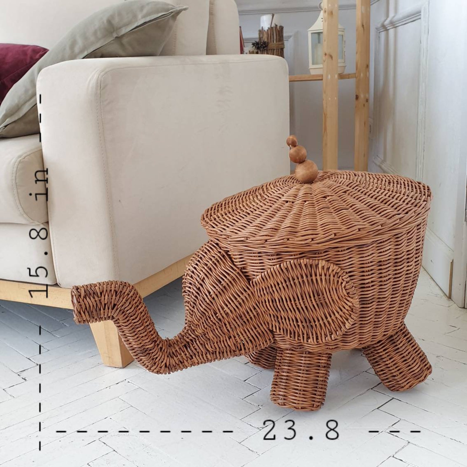 Storage basket elephant wicker large nursery basket toy Etsy