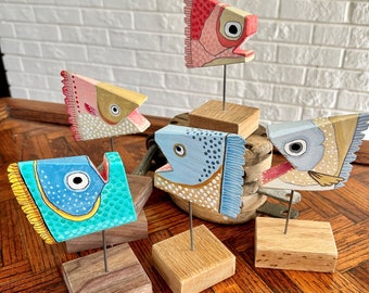 Wooden Fish Art, Fish Sculptures, Nautical Art, Nautical Decor, Collectible Nautical Objects