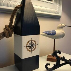 Buoy with Compass, Buoys Decor, Nautical Decor, Nautical Gifts, Painted Wooden Buoy