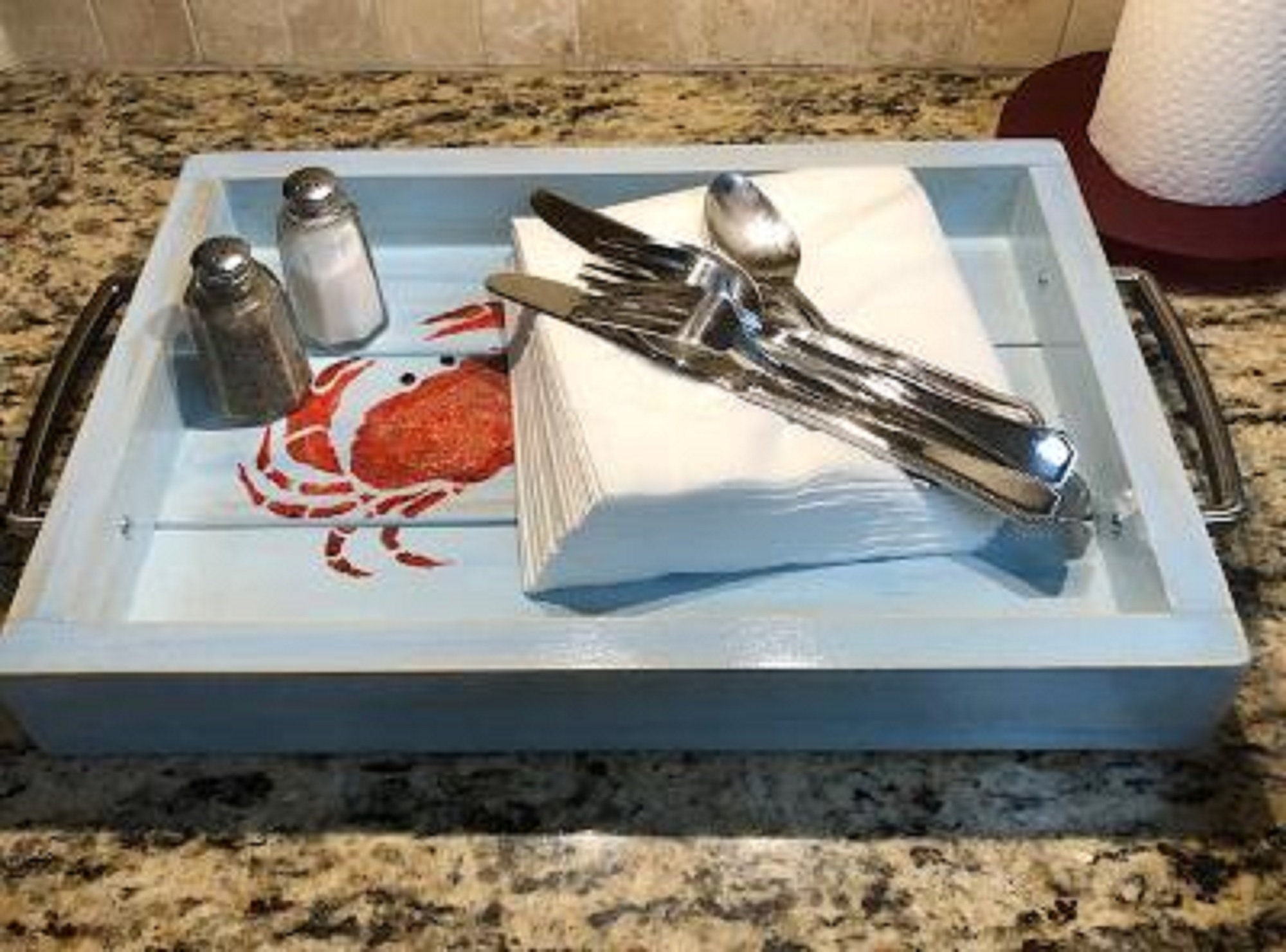 Nautical Serving Tray Crab Tray Coastal Decor Beach House Etsy