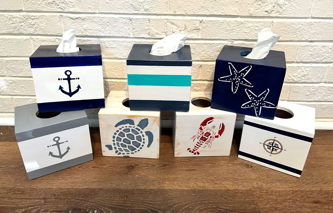 Decorative Box Covers, Tissue Box Covers, Nautical Home Accessory, Beach House Accent Etsy