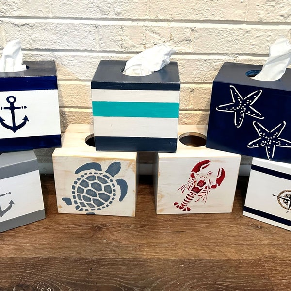 Decorative Box Covers, Tissue Box Covers, Nautical Home Accessory, Beach House Accent