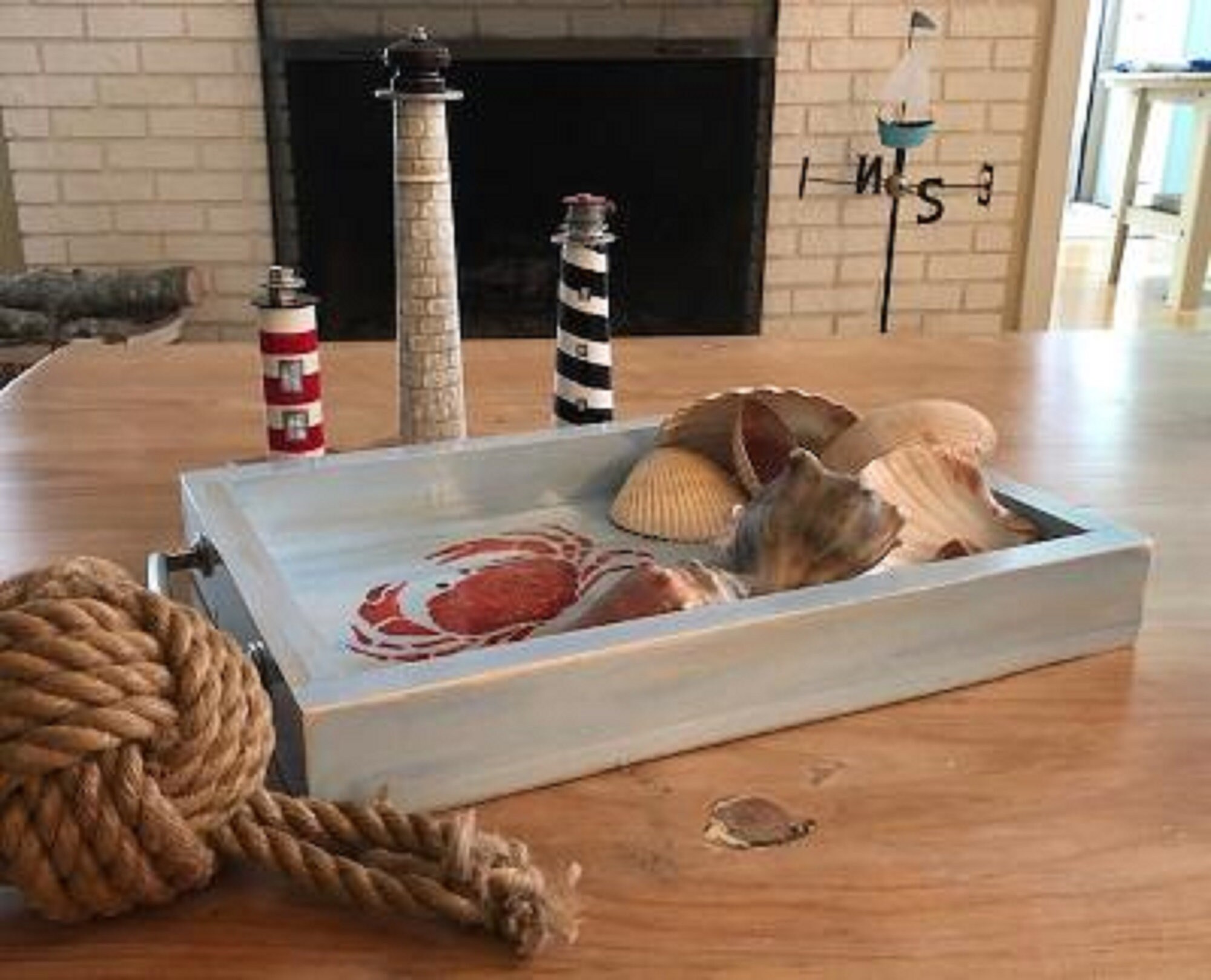 Nautical Serving Tray Crab Tray Coastal Decor Beach House Etsy Australia