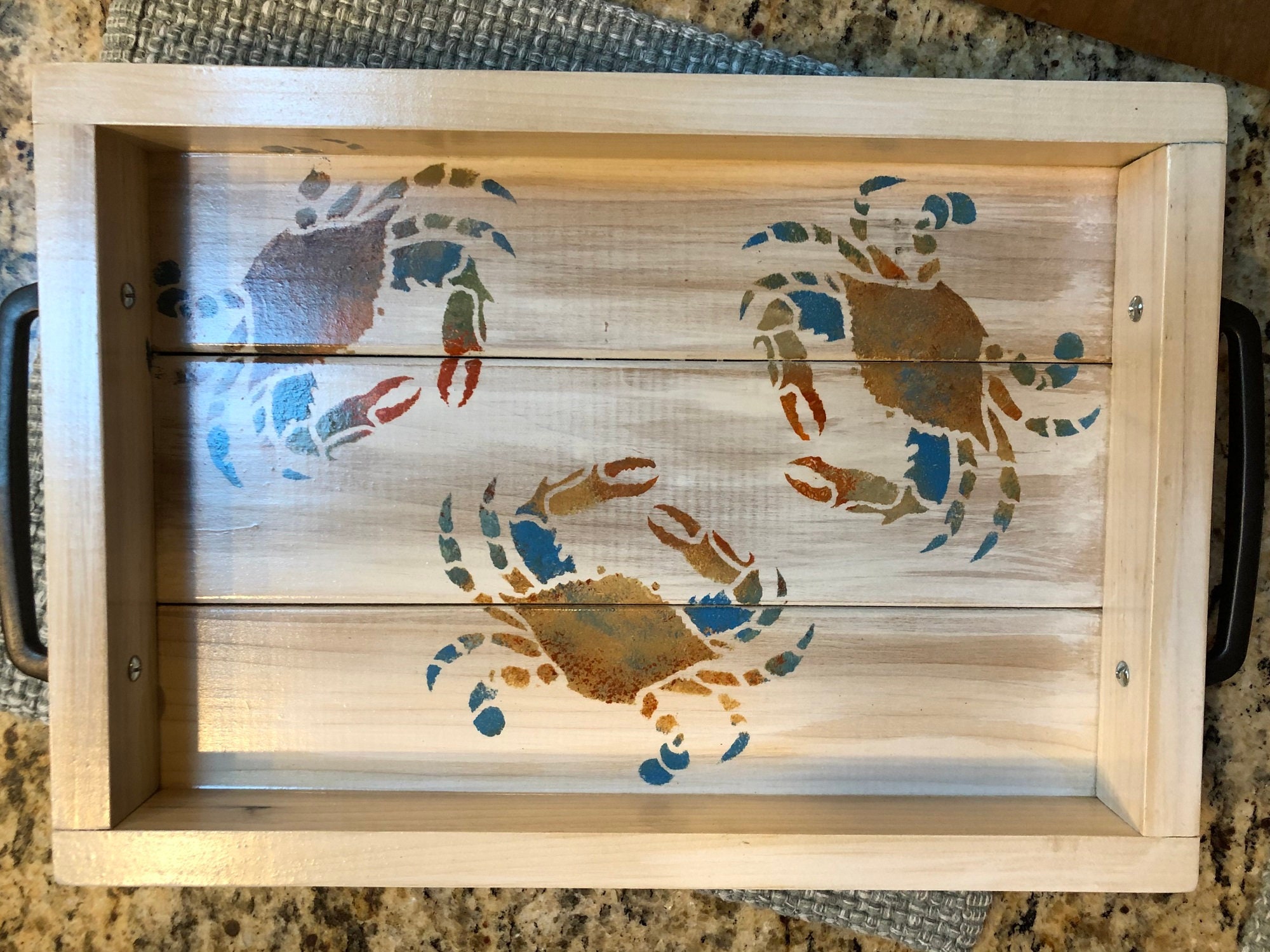 Nautical Serving Tray Crab Tray Coastal Decor Beach House Etsy