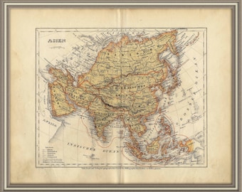 From 1870 - Colored print of ASIA