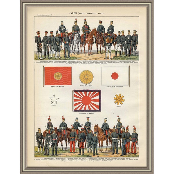 From 1898 - Colored lithograph print of an ARMY (Japan)