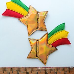 gold holographic star green yellow red tail shooting star shoe lace  roller skate accessories (pair of 2)