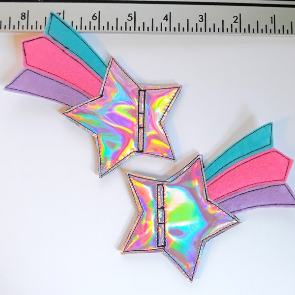 pink holographic star blue pink lavender purple tail shooting star shoe lace  roller skate accessories