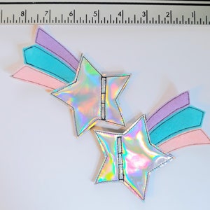 silver holographic star blue pink lavender purple tail shooting star shoe lace  roller skate accessories