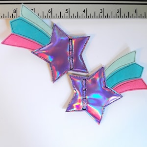 purple holographic star mint blue pink tail shooting star shoe lace  roller skate accessories