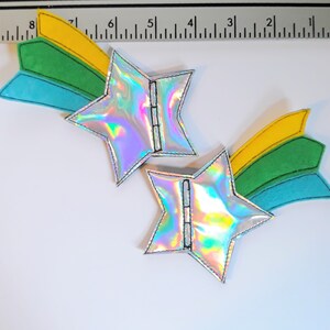 silver holographic star yellow green blue tail shooting star shoe lace  roller skate accessories