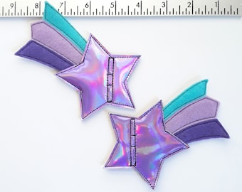 lila holografischer Stern blau lavendel dunkel lila Schwanz Shooting Star Schuh Spitze Roller Skate Accessoires