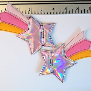 pastel pink holographic star light pink, pink, marigold yellow tail shooting star shoe lace  roller skate accessories