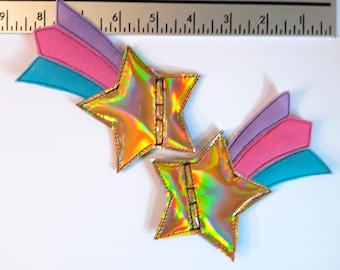 gold holografischer Stern rosa blau Lavendelschwanz Shooting Star Schuh Spitze Rollschuhe Accessoires (2er Paar)