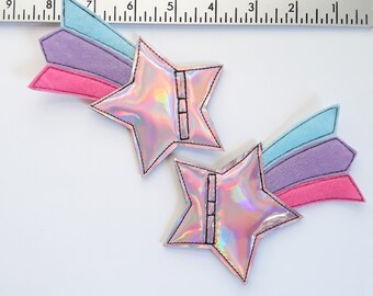 pinker holografischer Stern blau lavendel rosa Schwanz Shooting Star Schuh Spitze Rollschuh Accessoires