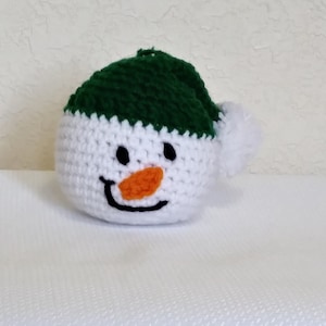 Crochet Snowman Head Christmas Ornament Handmade Amigurumi Stuffed Animal Stocking Stuffer Christmas Decor