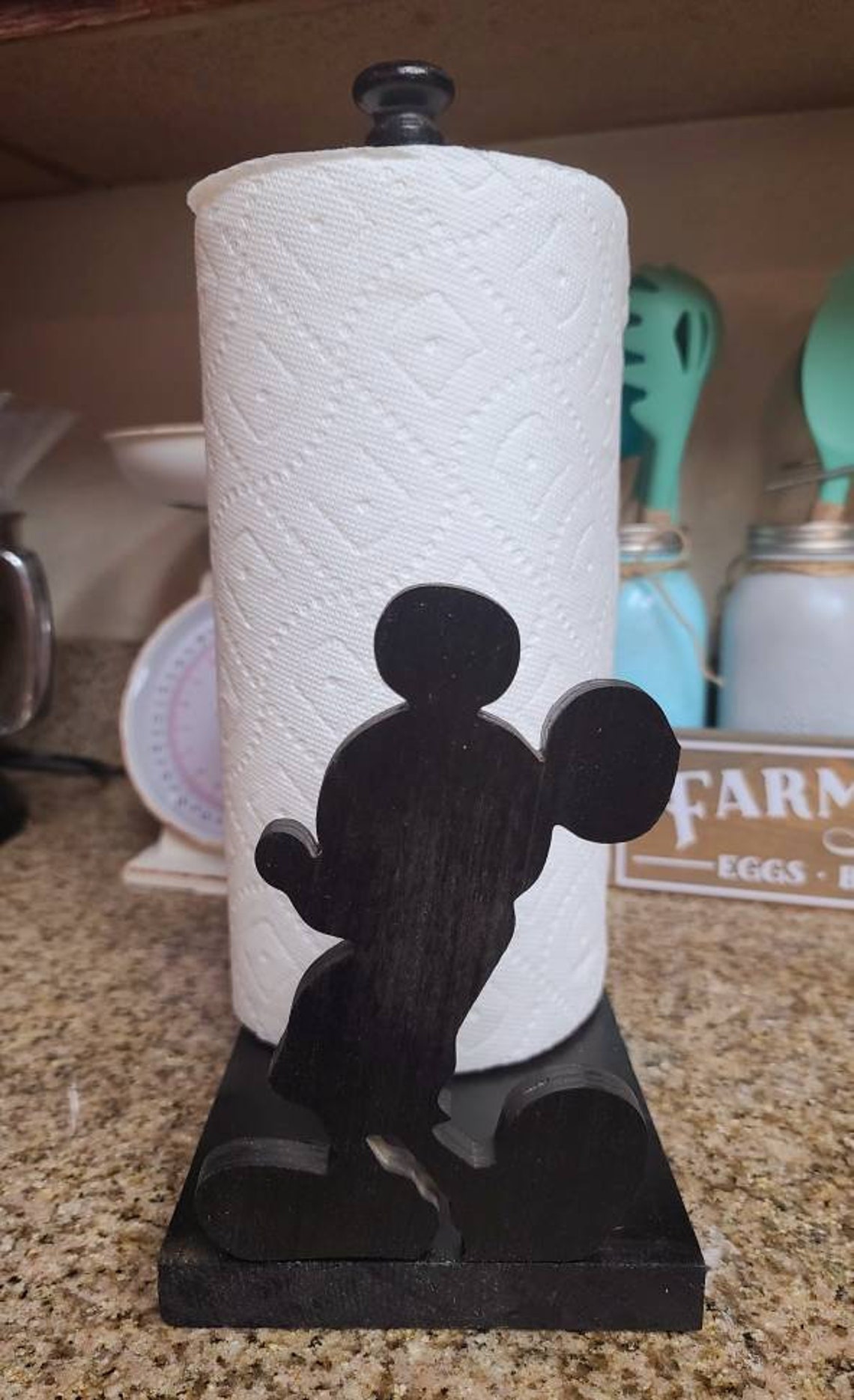 Mickey mouse inspired paper towel holder. Made to order Etsy