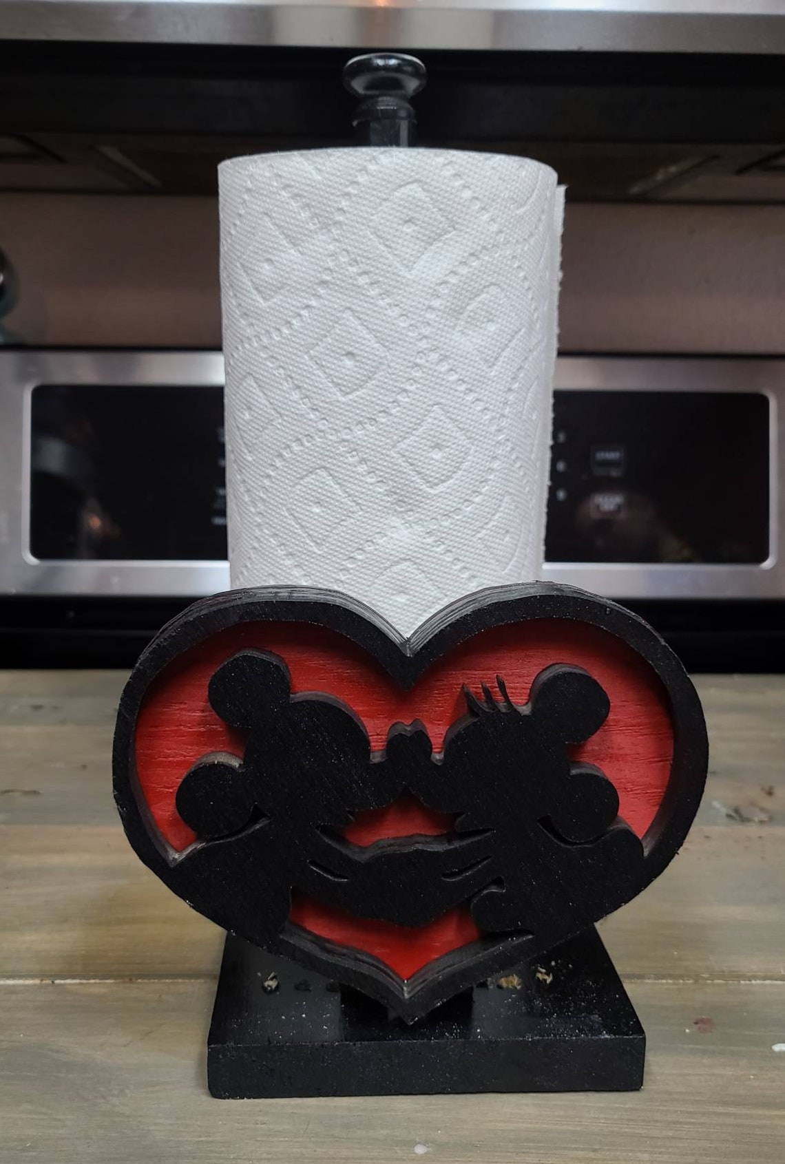 Mickey and Minnie Mouse inspired Paper Towel Holder. Made to Etsy