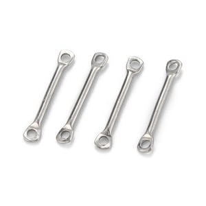 May include: Four silver metal loop and eye turnbuckles. The turnbuckles are approximately 5 cm long.