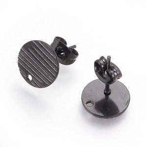 4pcs black woodgrain stainless steel studs with backs  | wood texture