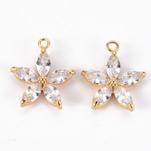Gold flower diamante charm | bridal | DIY jewellery making | earring making | gold diamante | 2 pieces