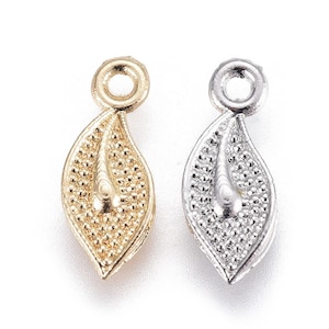 6pcs gold leaf teardrop charm