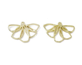 Gold Alloy Leaf Charms: Detailed Jewelry Making (4 Pieces)