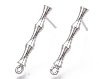 Sterling silver bar earring studs | Platinum plated studs | Bar studs | 4 pieces